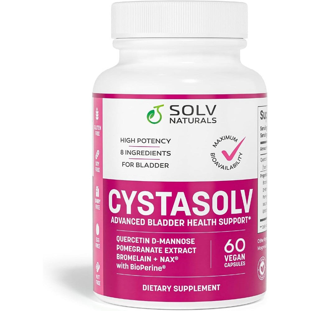 Solv Naturals Cystasolv bladder support dietary supplement bottle front view