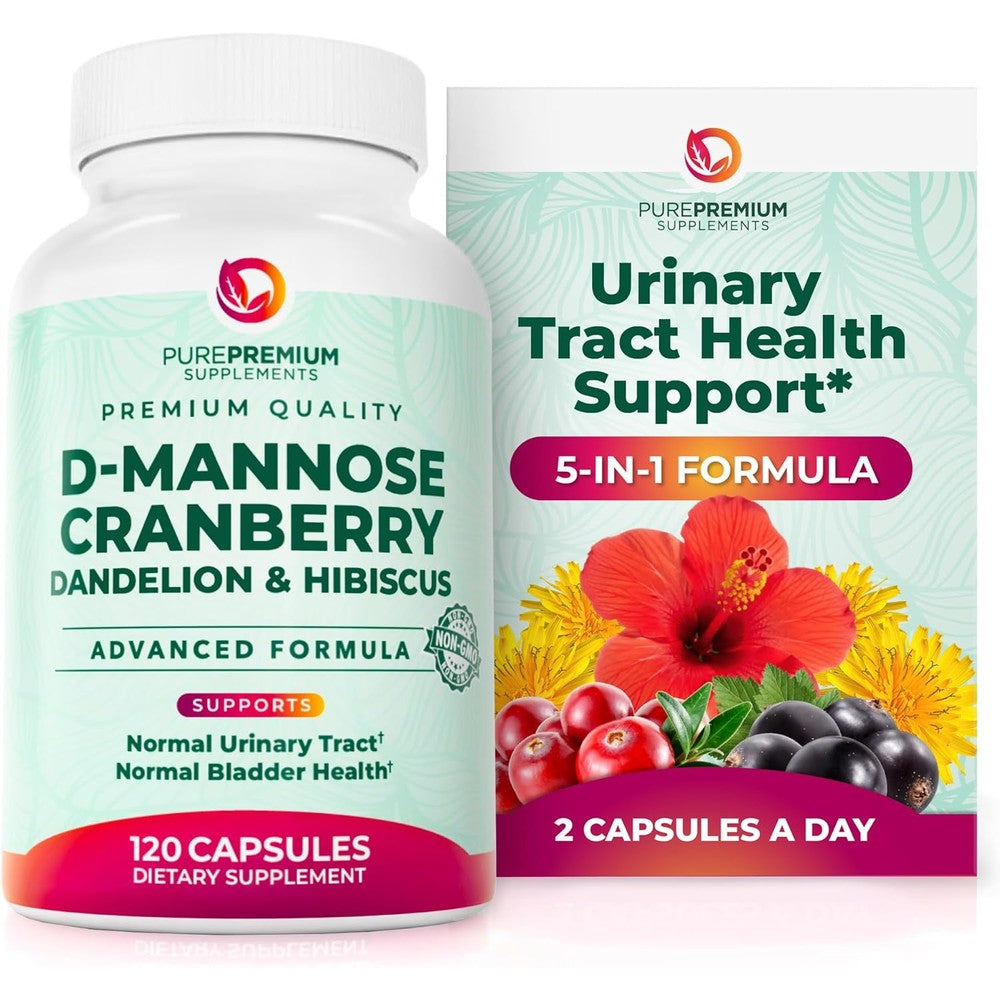 NewVue PurePremium D-Mannose with Cranberry and Hibiscus bottle front view