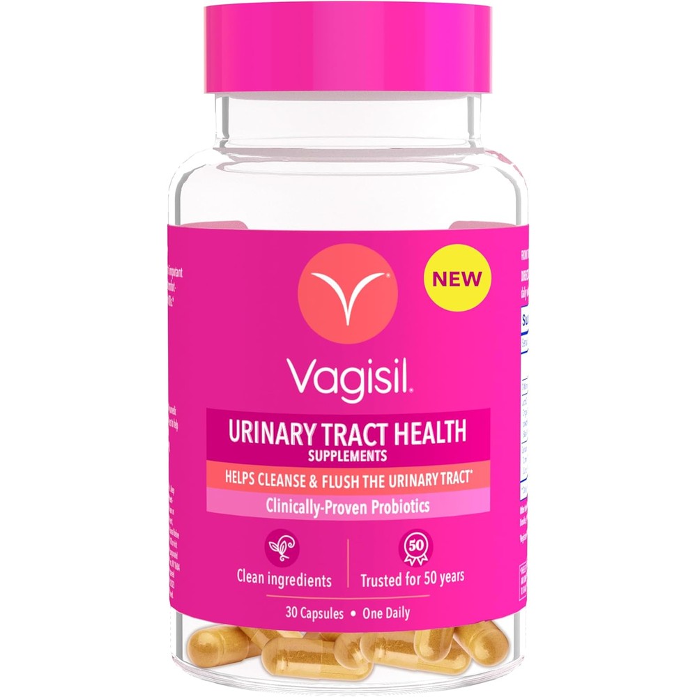 Vagisil Urinary Tract Health Supplements 30 capsules front bottle view for women intimate wellness