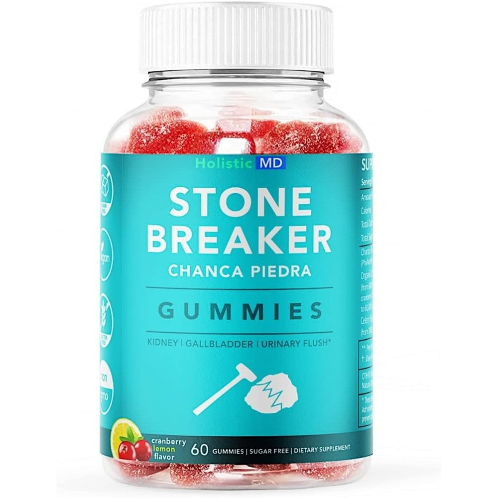 Holistic MD Stone Breaker Chanca Piedra gummies front bottle view for kidney health