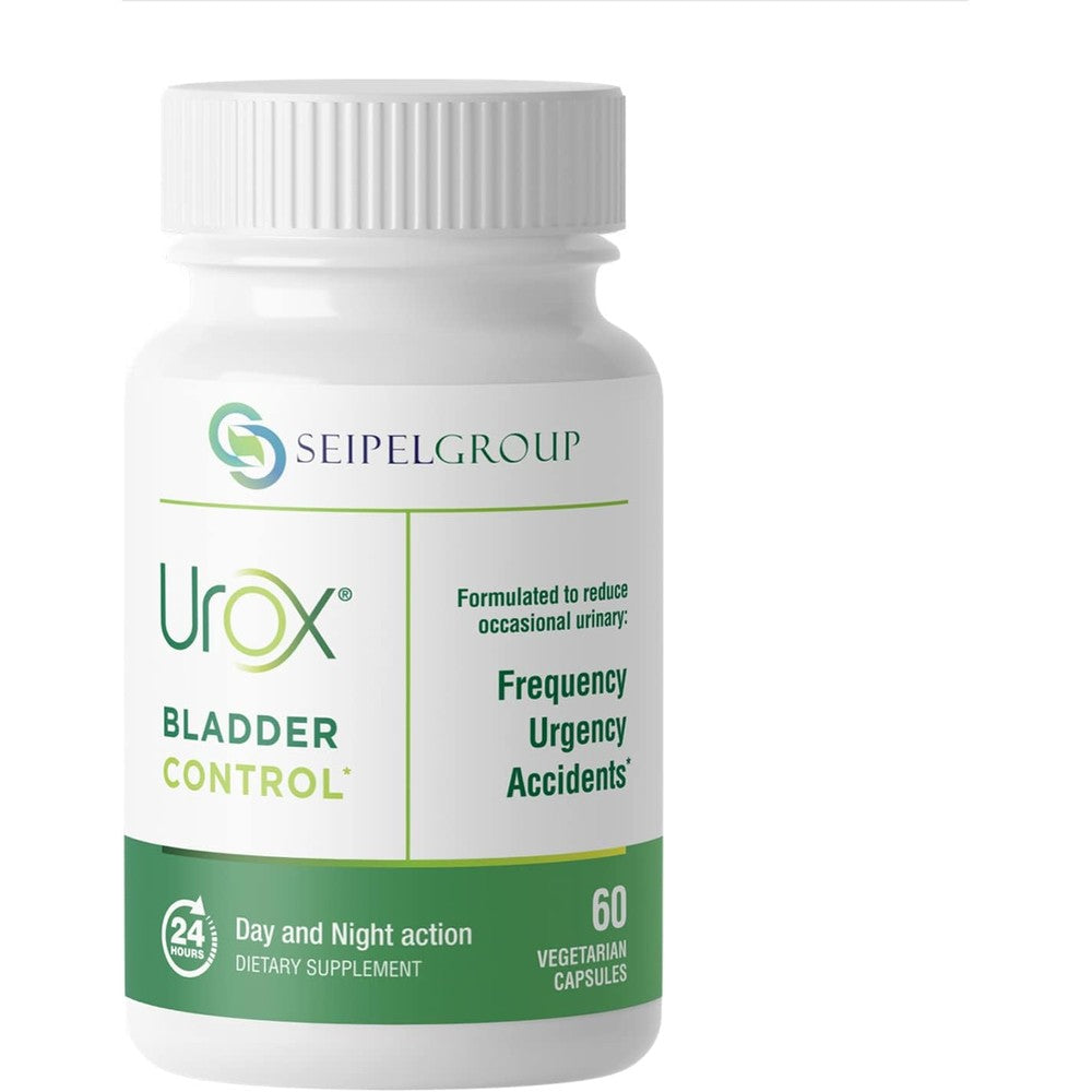 UROX Bladder Control dietary supplement bottle front view showing 60 vegetarian capsules label for urinary health