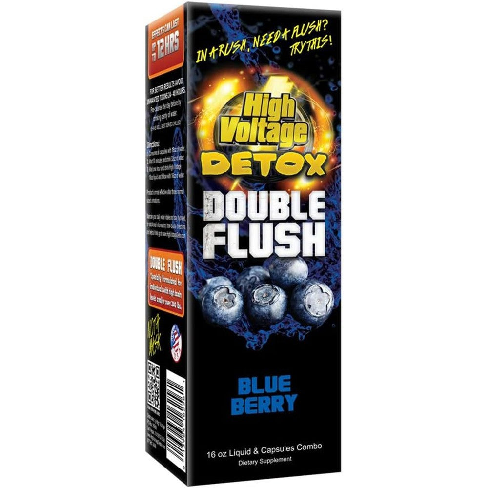 DSD High Voltage Detox Double Flush Blue Berry bottle and capsules packaging front view