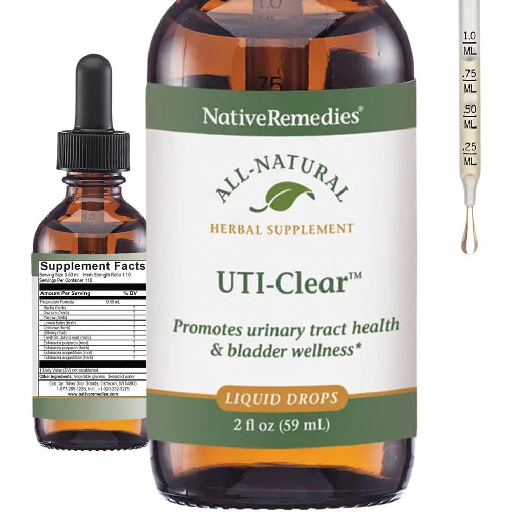 Native Remedies UTI-Clear front view bottle for natural urinary tract support
