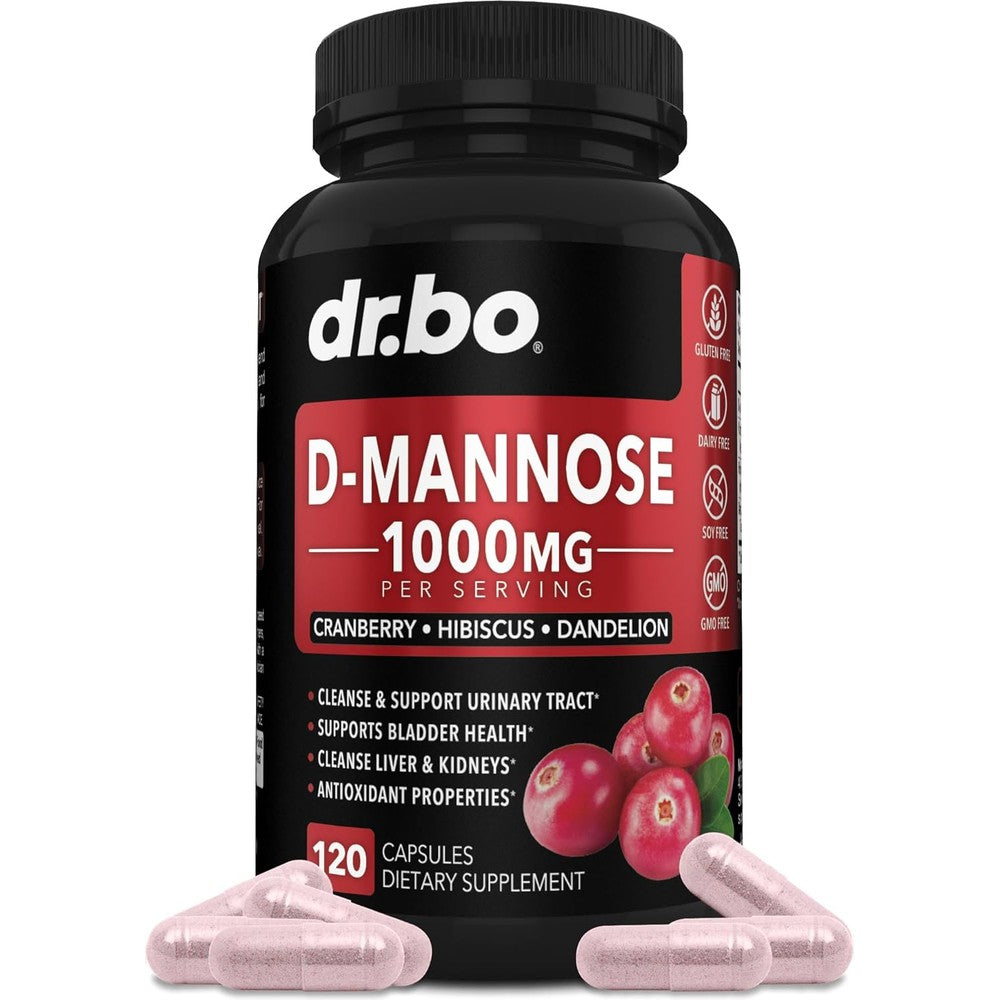 Dr. Bo D-Mannose urinary tract cleanse supplement front bottle view