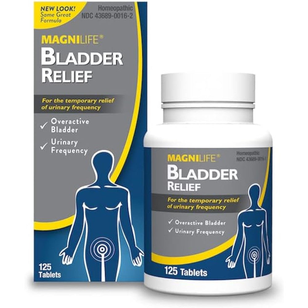 MagniLife Bladder Relief 125 Tablets front view packaging for overactive bladder control.