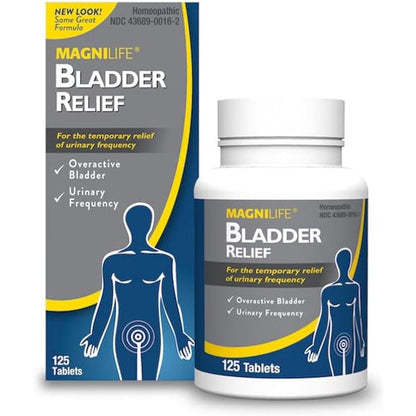 MagniLife Bladder Relief 125 Tablets front view packaging for overactive bladder control.