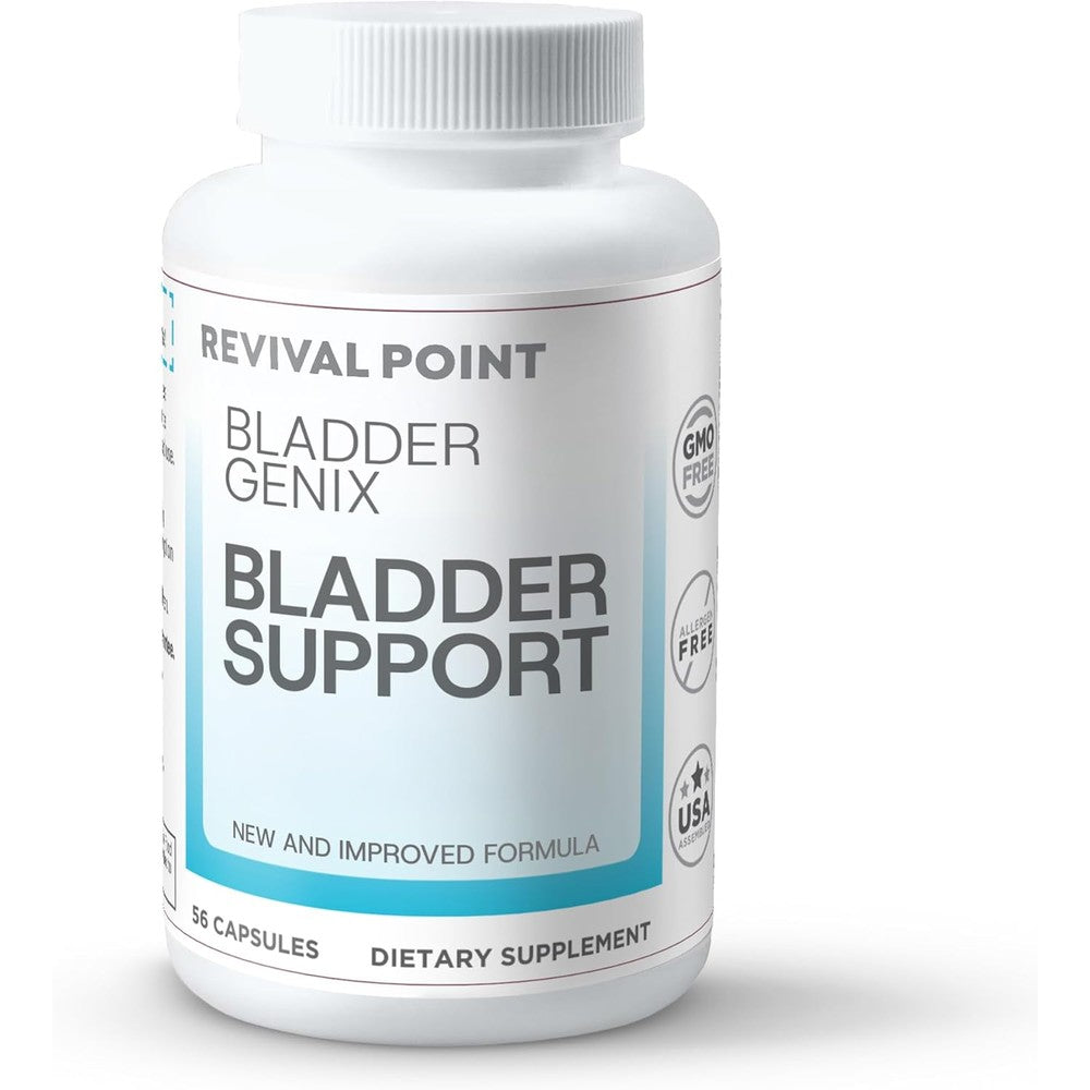 Revival Point Bladdergenix bladder control supplement front view bottle for natural urinary support