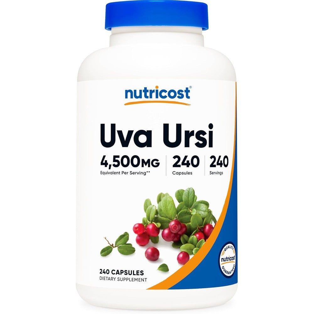 Nutricost Uva Ursi 4500mg front view bottle containing 240 vegetarian capsules for urinary health support