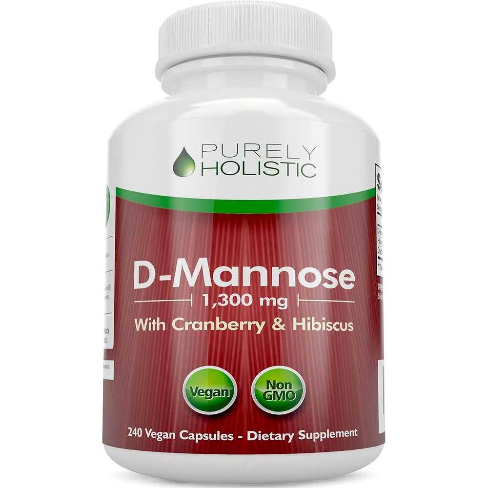 Purely Holistic D Mannose 1300mg front view bottle for urinary tract health
