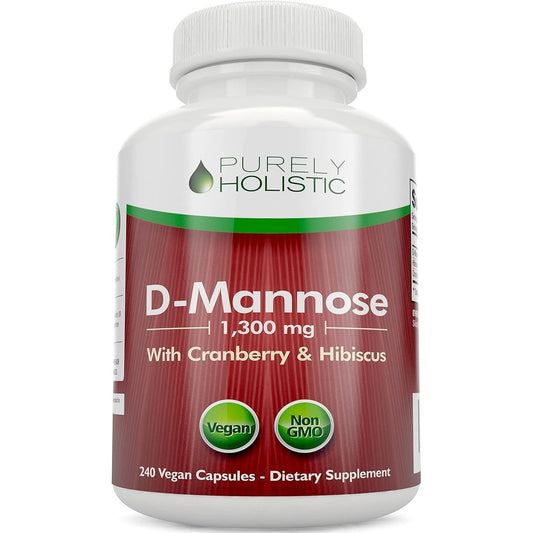 Purely Holistic D Mannose 1300mg front view bottle for urinary tract health