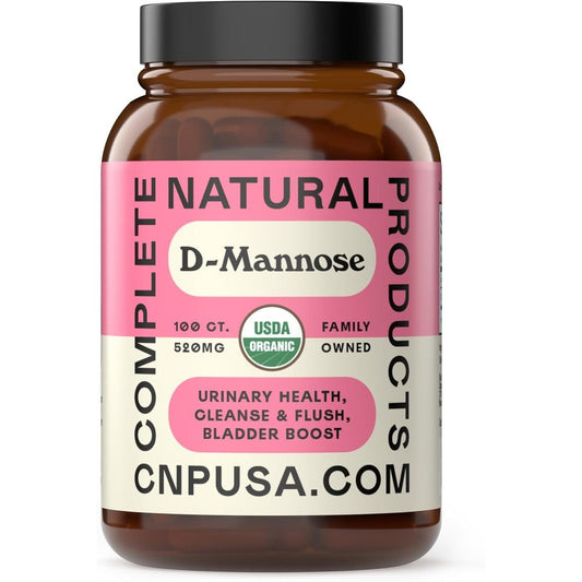 Complete Natural Products Organic D Mannose Capsules bottle front view showing 520mg dosage
