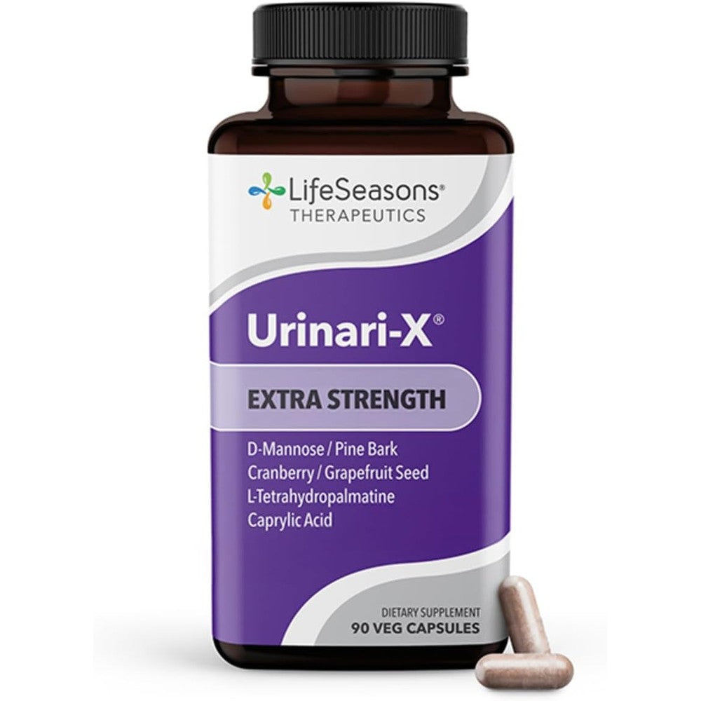 LifeSeasons Urinari-X Extra Strength 90 capsules bottle front view for fast urinary tract support