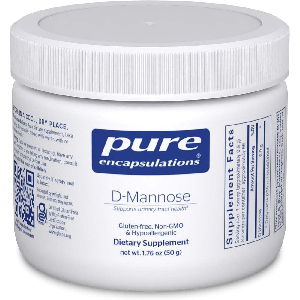 Pure Encapsulations D-Mannose Powder front view container for urinary tract support