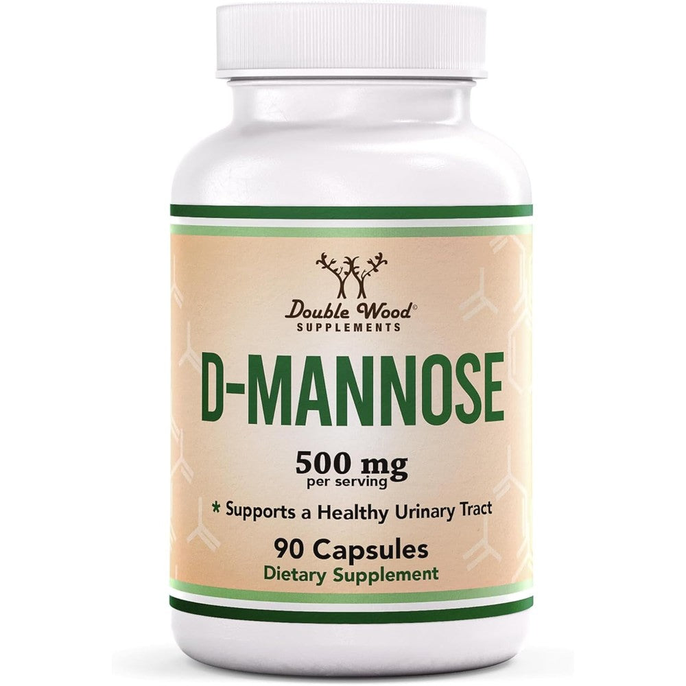 Double Wood Supplements D Mannose 500mg capsules front bottle image for urinary health