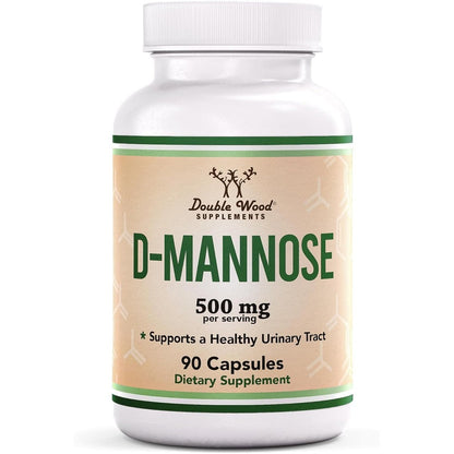 Double Wood Supplements D Mannose 500mg capsules front bottle image for urinary health