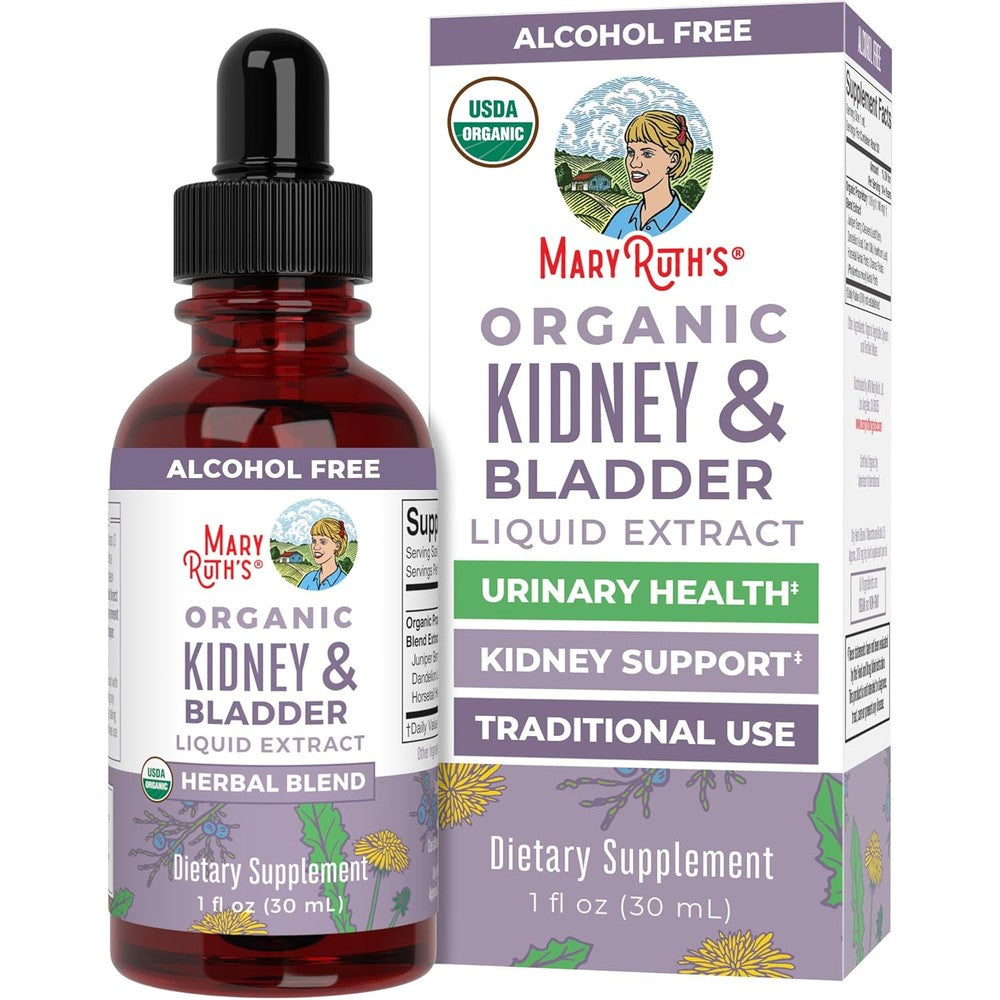 MaryRuth Organics Kidney and Bladder Herbal Supplement Drops front view for renal health.