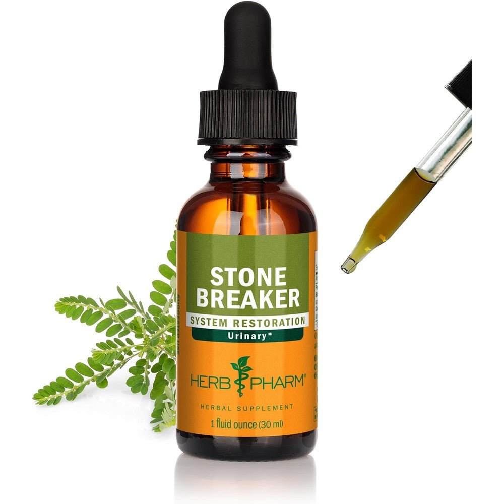 Herb Pharm Stone Breaker Chanca Piedra Compound Liquid 1 Fluid Ounce bottle front view showing authentic product label