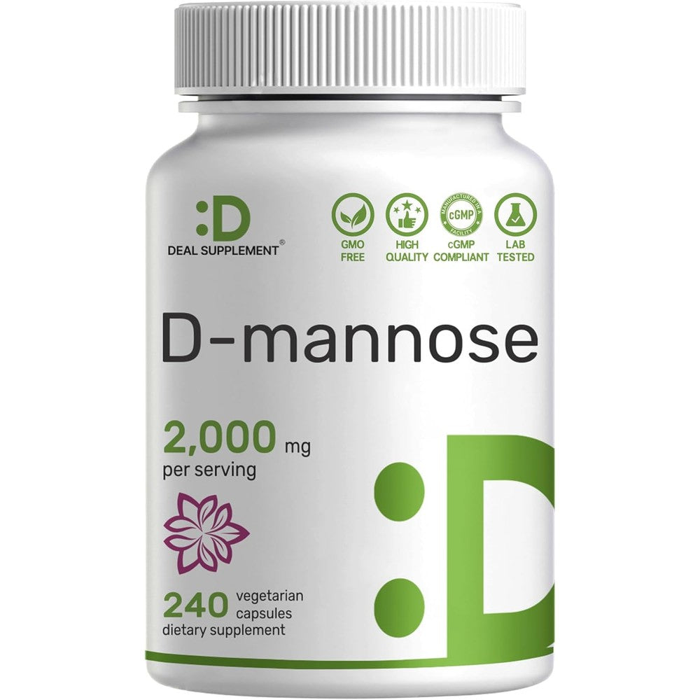 Deal Supplement D Mannose 500mg capsules bottle front view for urinary tract health support