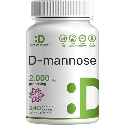 Deal Supplement D Mannose 500mg capsules bottle front view for urinary tract health support