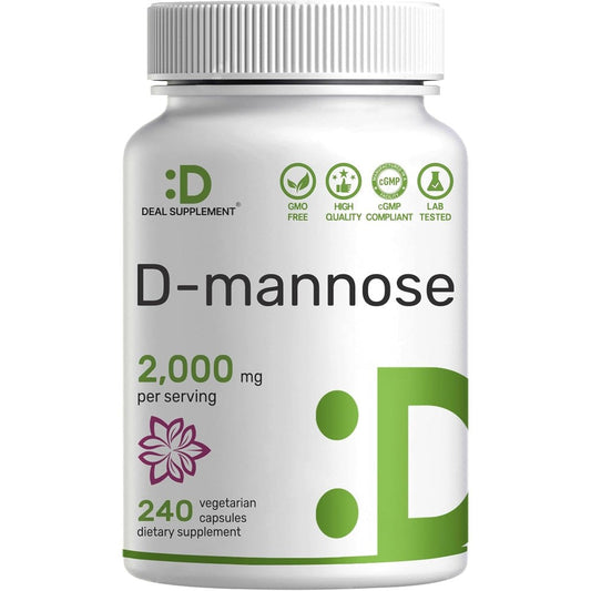 Deal Supplement D Mannose 500mg capsules bottle front view for urinary tract health support