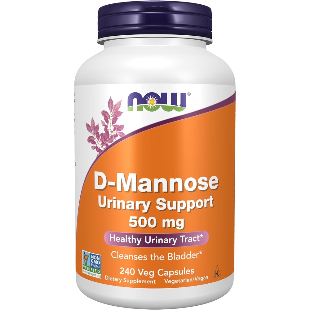 Now Foods D-Mannose 500mg 240 Veg Capsules front view