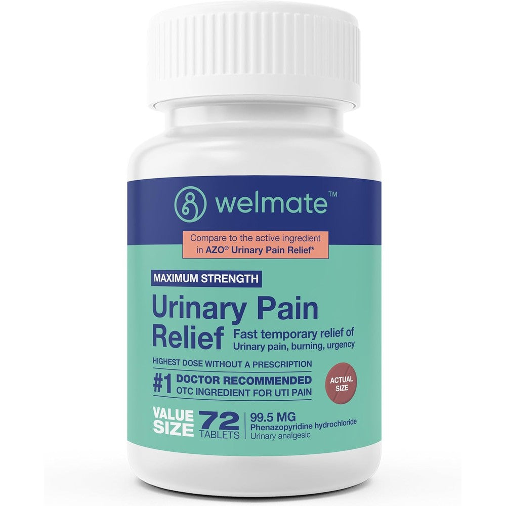 WELMATE Urinary Pain UTI Relief maximum strength tablets front view bottle packaging