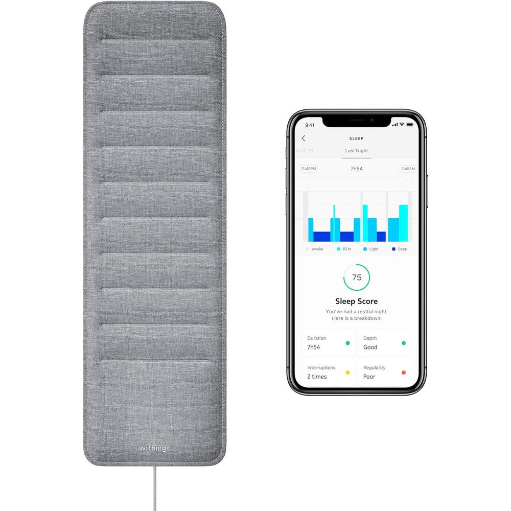 Withings Sleep Tracking Pad front view under mattress sensor mat