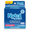 Nytol Quick Caps Nighttime Sleep Aid 32 Caplets front packaging showing diphenhydramine formula.