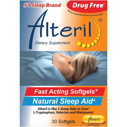 Alteril Natural Sleep Aid Fast Acting Softgels 30 Count front view bottle packaging