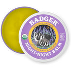 Badger Night Night Balm 2 Ounce Tin front view showing organic sleep aid branding