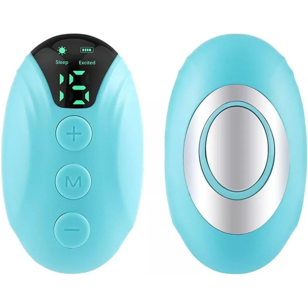 Elixar Labs Neurocontrol Anxiety Device front view showing the green handheld microcurrent body and digital screen.