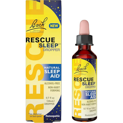 Bach RESCUE SLEEP Dropper 20mL bottle front view natural sleep aid liquid