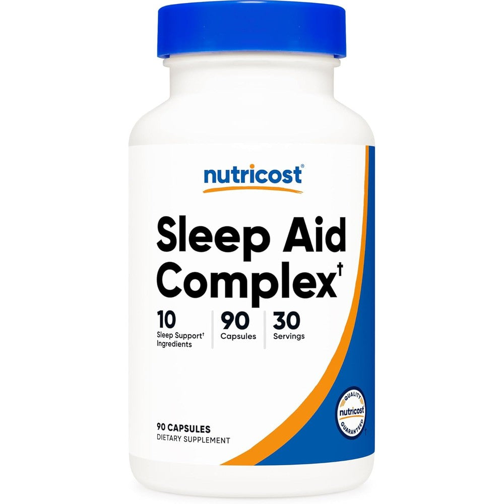 Nutricost Sleep Aid Complex 1330mg 90 capsules bottle front view showing brand label and product description