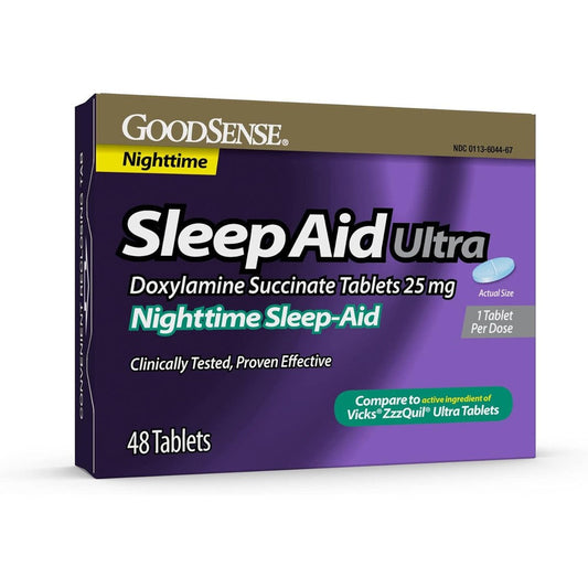 GoodSense Nighttime Sleep Aid Ultra Tablets front packaging for insomnia relief