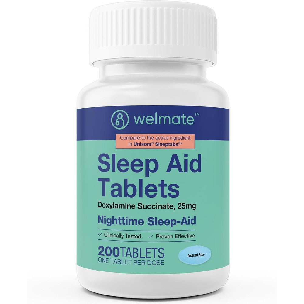 Welmate Nighttime Sleep Aid 200 tablets front view bottle packaging