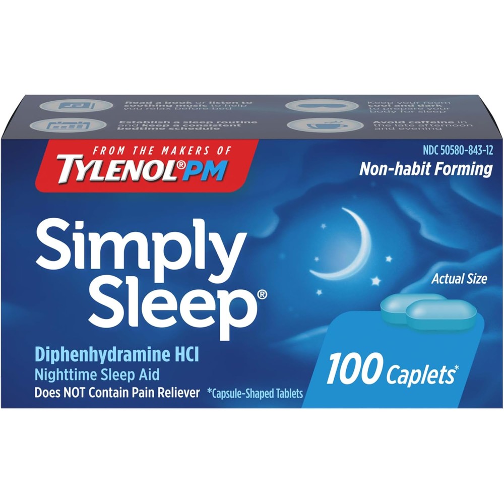 Tylenol Simply Sleep Nighttime Sleep Aid 100 count bottle front view