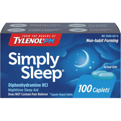 Tylenol Simply Sleep Nighttime Sleep Aid 100 count bottle front view