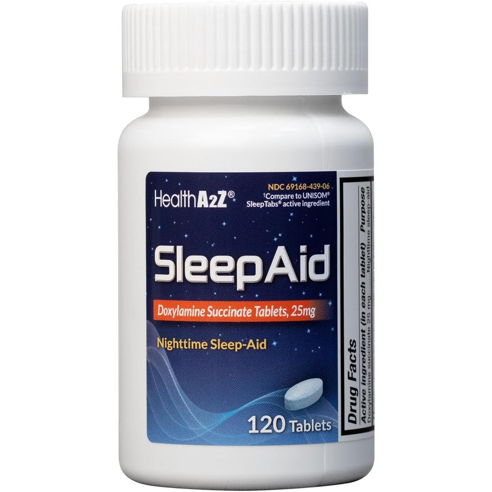 HealthA2Z Nighttime Sleep Aid front view bottle showing 120 tablets packaging