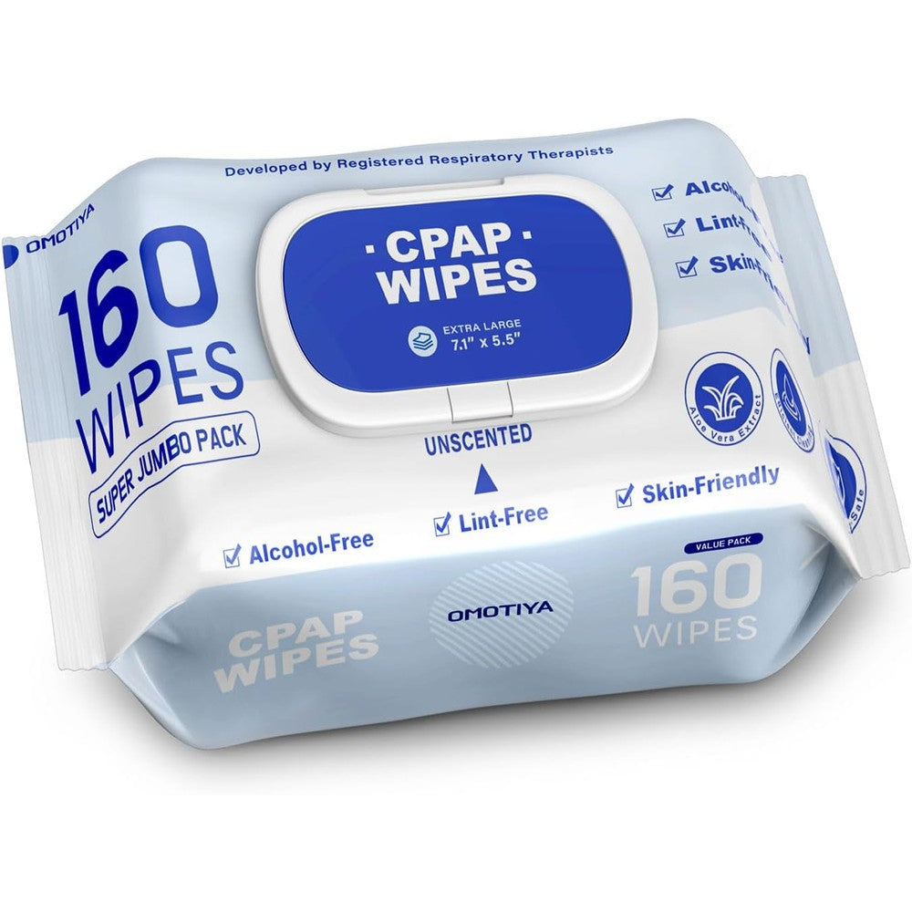 Omotiya CPAP Mask Wipes, 160 Count Super Jumbo Pack, Unscented, Alcohol Free, Extra Large Cleaning Wipes For CPAP Machine And Supplies - Image 1