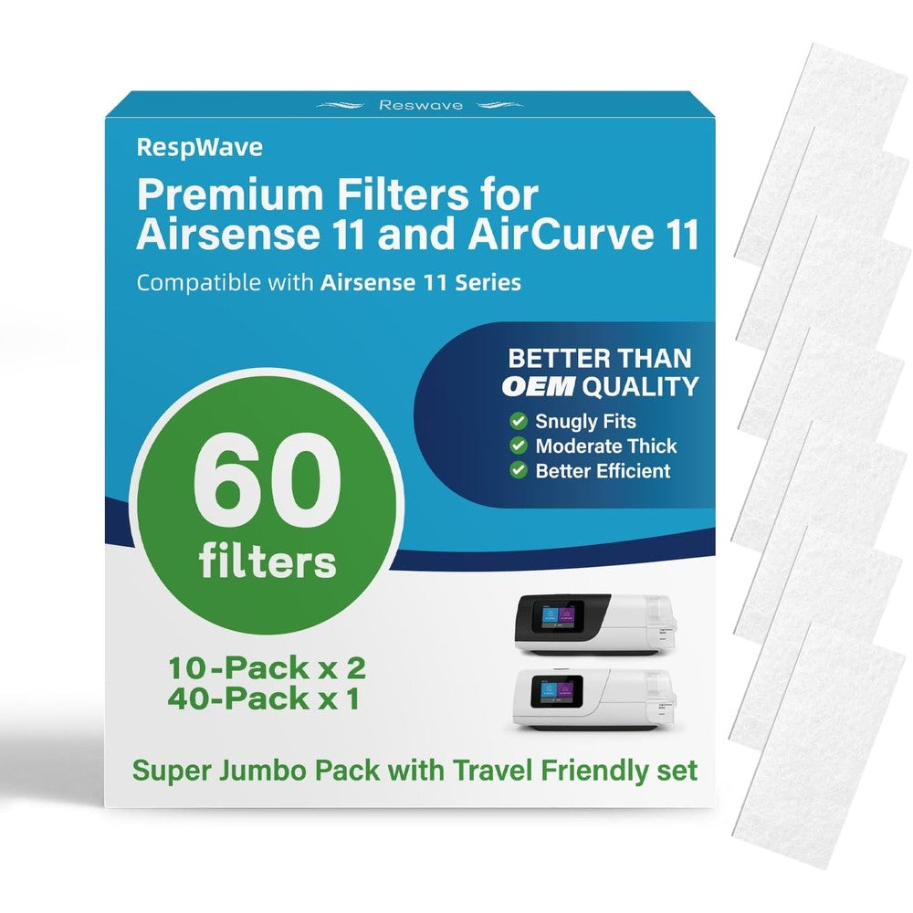 RespWave 60 Pack premium CPAP filters for AirSense 11 front view