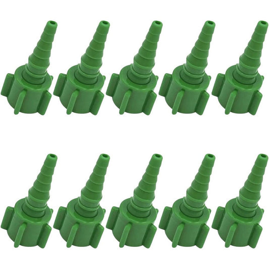 ResOne Oxygen Tubing Swivel Nipple Christmas Tree Connectors 10 pack front view showing green plastic design.