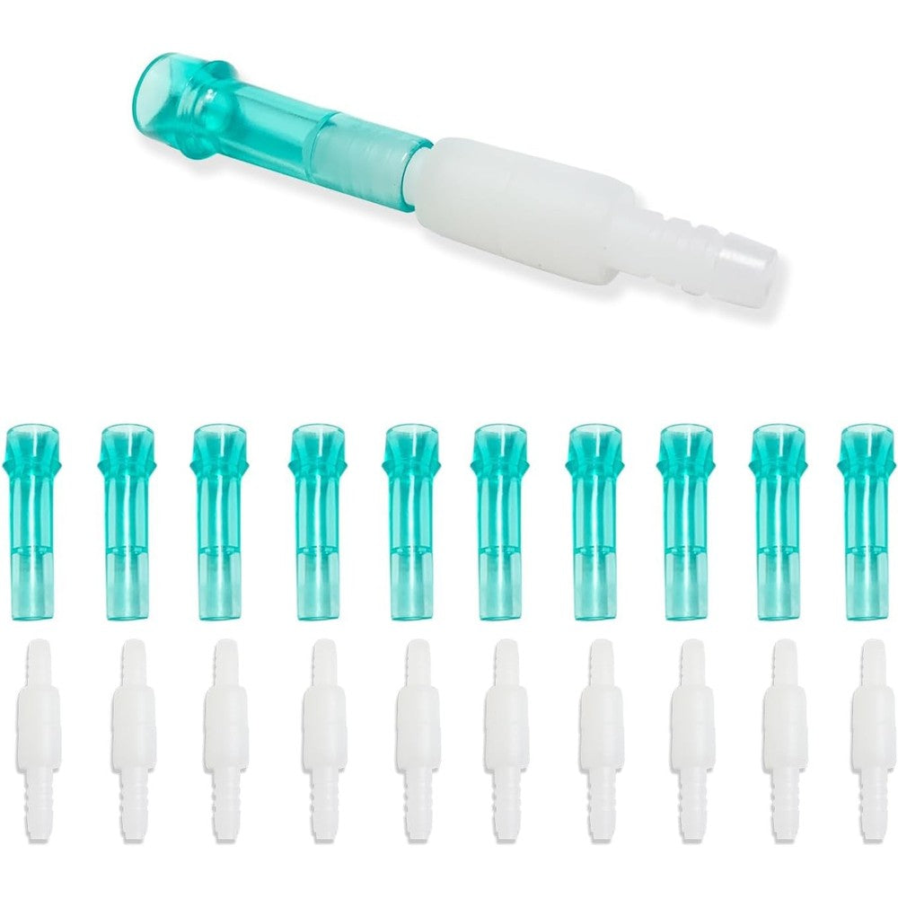 HXZSYT Oxygen Tubing Swivel Connectors front view 10-pack for medical use.