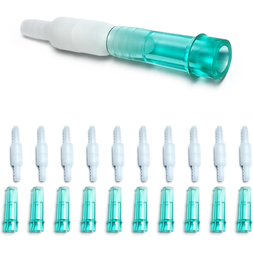 HD HOUDELL Oxygen Tubing Swivel Connectors 10-pack front view showing 360-degree rotation joint.
