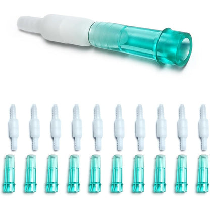 HD HOUDELL Oxygen Tubing Swivel Connectors 10-pack front view showing 360-degree rotation joint.