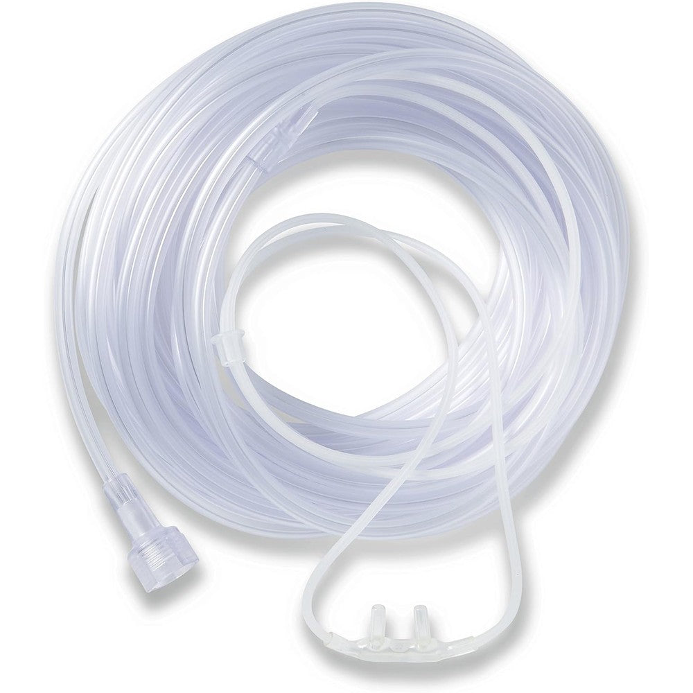 Medline SuperSoft Nasal Oxygen Cannula front view of curved nasal prongs