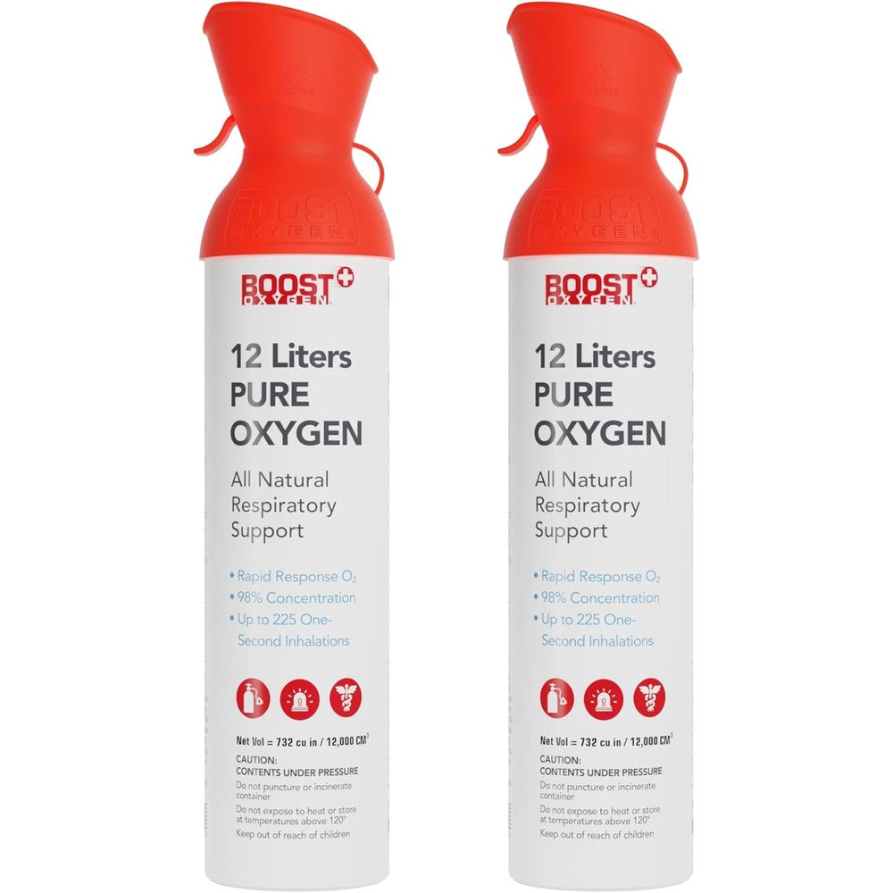 Boost Oxygen Extra-Large Rapid Response 12L Canister front view for portable respiratory support.