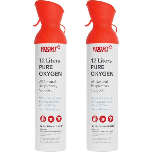 Boost Oxygen Extra-Large Rapid Response 12L Canister front view for portable respiratory support.