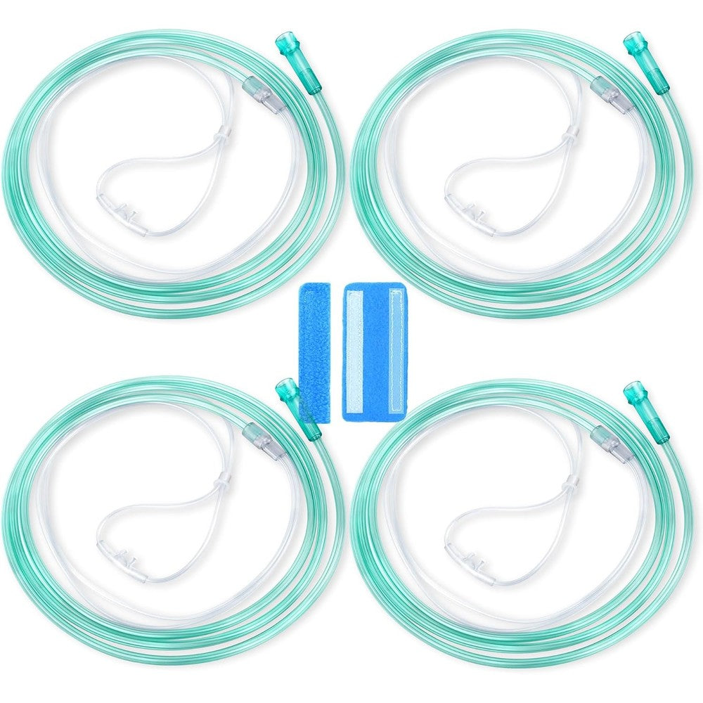 NITTIID 7 Foot Green Nasal Cannulas front view 4 pack medical oxygen tubing