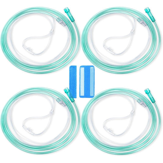 NITTIID 7 Foot Green Nasal Cannulas front view 4 pack medical oxygen tubing