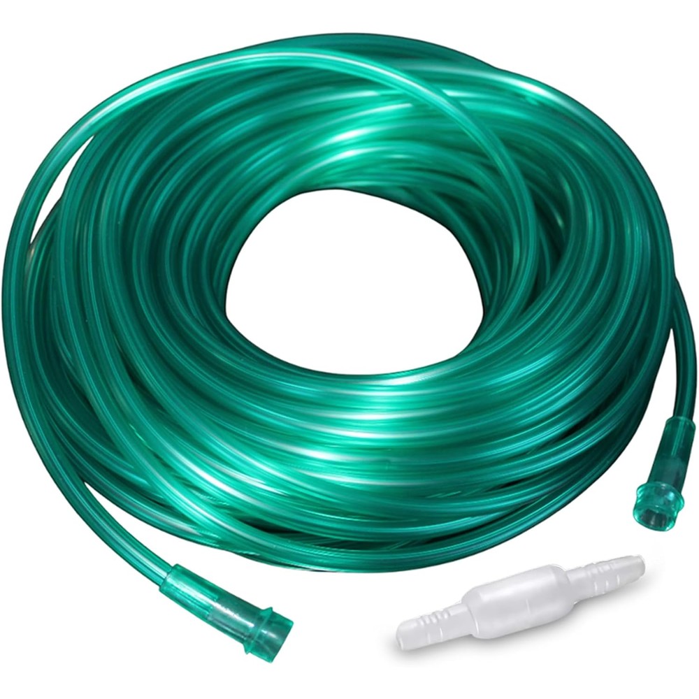 Bistras Oxygen Tubing 50FT front view of green medical grade supply line.